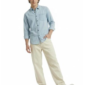 Akash Fashion Brand - INKAST Men Washed Cotton Twill Denim Casual Button Down Shirt | Full Sleeves | Regular Fit | Stylish Summer - Everyday Wear